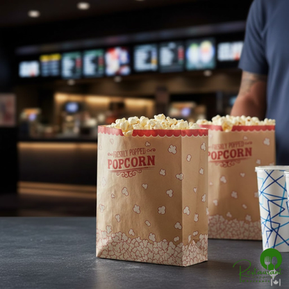 7 1/2" x 3 1/2" x 9 3/4" 130 oz. Kraft Popcorn Bag By Prime - 500/Case