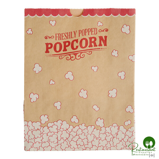 7 1/2" x 3 1/2" x 9 3/4" 130 oz. Kraft Popcorn Bag By Prime - 500/Case