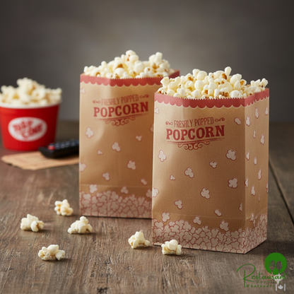 4 1/4" x 3" x 6 3/4" 46 oz. Kraft Popcorn Bag By Prime - 1,000/Case