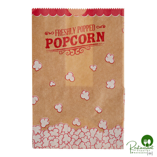 4 1/4" x 3" x 6 3/4" 46 oz. Kraft Popcorn Bag By Prime - 1,000/Case