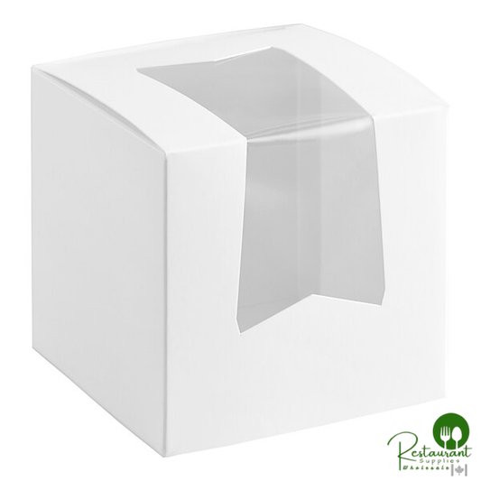 4 1/2" x 4 1/2" x 4 1/2" White Window Cupcake / Bakery Box By Prime - 200/Case