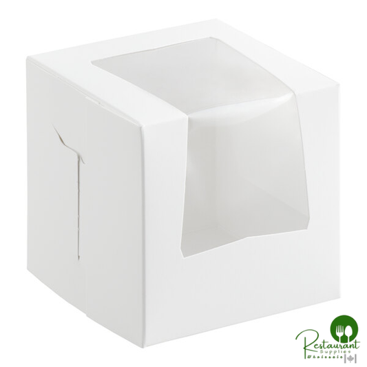 4" x 4" x 4" White Window Cupcake / Bakery Box By Prime - 200/Case