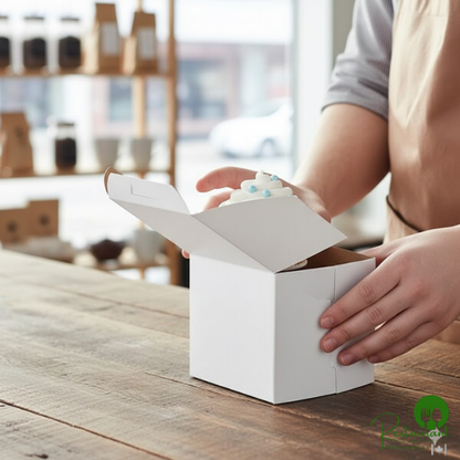 4 1/2" x 4 1/2" x 4 1/2" White Customizable Cupcake / Bakery Box By Prime - 200/Case