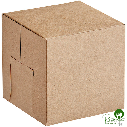 4" x 4" x 4" Kraft Cupcake / Bakery Box By Prime - 100/Bundle