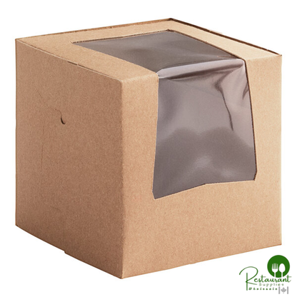 4" x 4" x 4" Kraft Window Cupcake / Bakery Box By Prime - 200/Case