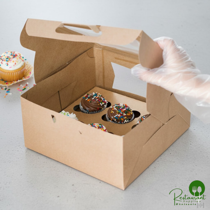10" x 10" x 5" Kraft Window Cupcake Box with 6 Slot Reversible Insert By Prime - 10/Pack