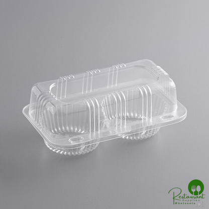 2-Compartment Clear OPS Plastic Jumbo Cupcake / Muffin Container By Prime - 250/Case