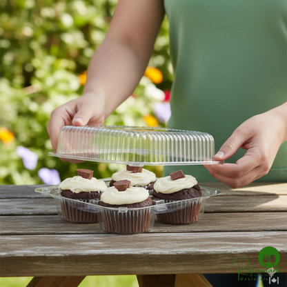 4-Compartment Clear OPS Plastic Jumbo Cupcake / Muffin Container By Prime - 300/Case