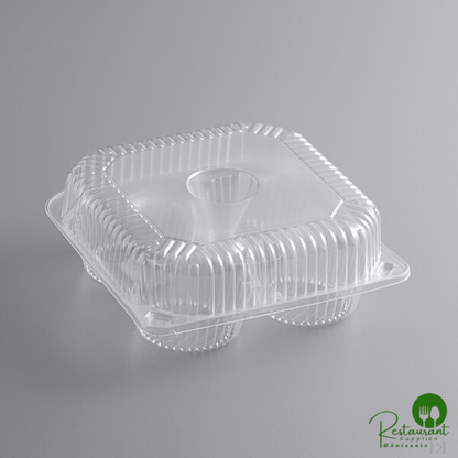 4-Compartment Clear OPS Plastic Jumbo Cupcake / Muffin Container By Prime - 300/Case