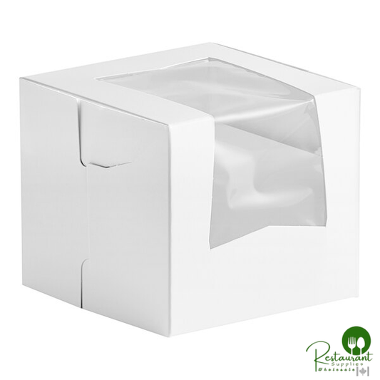 Champion 4" x 4" x 4" White Window Cake / Bakery Box - 200/Case