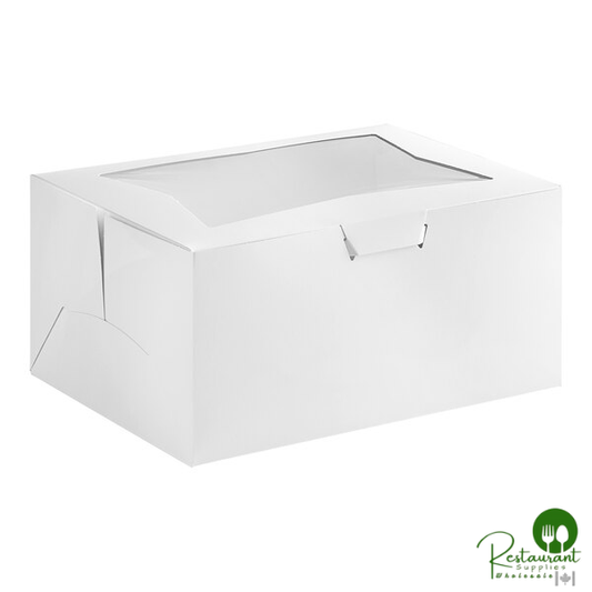 Champion 14" x 10" x 6 1/2" White Quarter Sheet Window Cake / Bakery Box - 100/Case