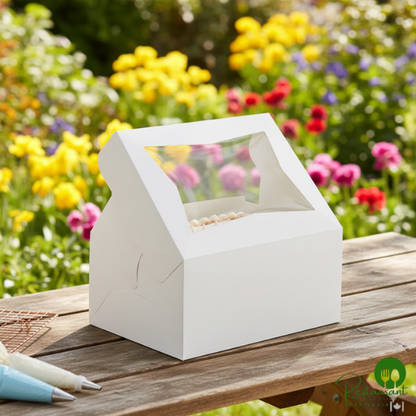 Champion 14" x 10" x 6 1/2" White Quarter Sheet Window Cake / Bakery Box - 100/Case