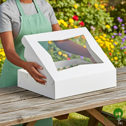 Champion 19" x 14" x 4" White Window Cake / Bakery Box - 50/Case
