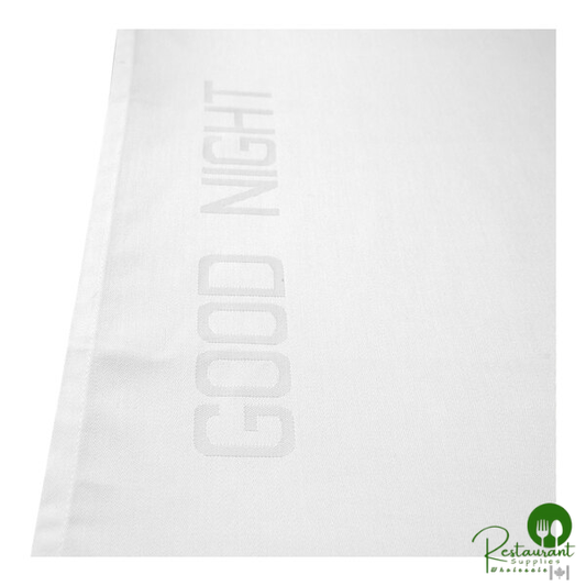 Garnier-Thiebaut 22" x 30" White Satin Band 100% ELS Cotton Bedside Mat - 250/Case