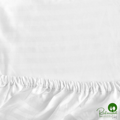 Garnier-Thiebaut Cambridge T-250 White Percale Weave Cotton / Polyester Fitted Sheet