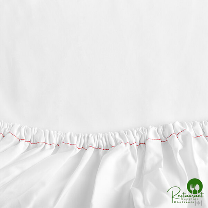 Garnier-Thiebaut Georgetown T-300 White Sateen Weave Cotton / Polyester Fitted Sheet