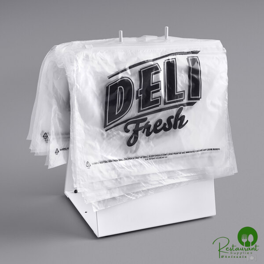 Deli Saddle Bag Stand with 10" x 8" Printed "Deli Fresh" HDPE Plastic Deli Bags - Slide Seal Top By Prime