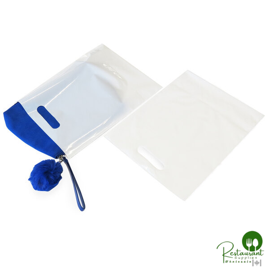 12" x 15" 2 Mil White Polyethylene Merchandise Bag with Die Cut Handle By Prime - 1,000/Case