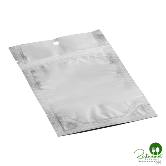 4" x 6" 3 Mil Silver Metallized / Clear Plastic Zip Top Stand-Up Pouch with Hanging Hole By Prime - 1,000/Case