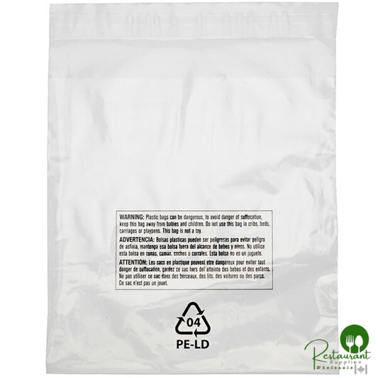 6" x 9" 1.5 Mil Polyethylene Lip and Tape Resealable Bag with Suffocation Warning By Prime - 1,000/Case