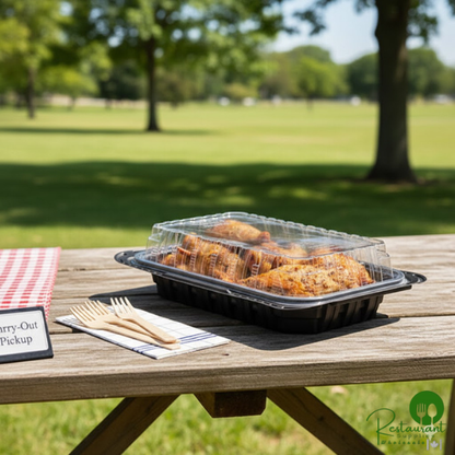 Pactiv MealMaster 13 5/16" x 8 3/8" x 4" Medium Black Chicken Barn - 105/Case