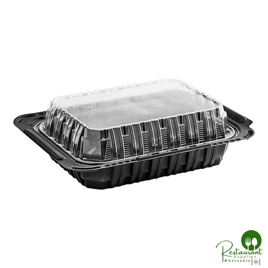 Pactiv MealMaster 14" x 10 1/2" x 4" Large Black Chicken Barn - 50/Case