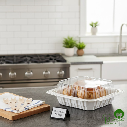 Pactiv MealMaster 14" x 10 1/2" x 4" Large White Chicken Barn - 50/Case