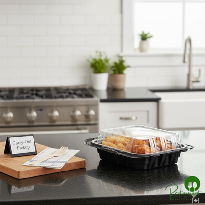 Pactiv MealMaster 9 1/2" x 8" x 3" Small Black Chicken Barn - 100/Case