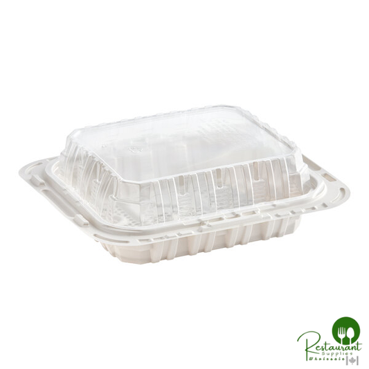 Pactiv MealMaster 9 1/2" x 8" x 3" Small White Chicken Barn - 100/Case