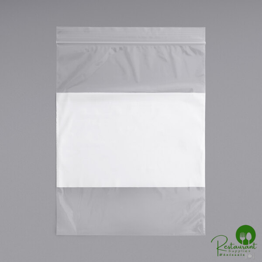 13" x 15" 2 Mil Clear Polyethylene Zip Top Bag with White Block By Prime - 1,000/Case