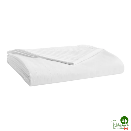Garnier-Thiebaut Riviera T-300 White Tone-on-Tone Stripe Sateen Weave 100% ELS Cotton Flat Sheet