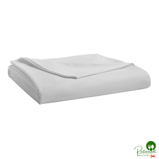 Garnier-Thiebaut Savoie T-320 120" x 114" White Nano Check King Size Sateen Weave 100% ELS Cotton Flat Sheet - 20/Case