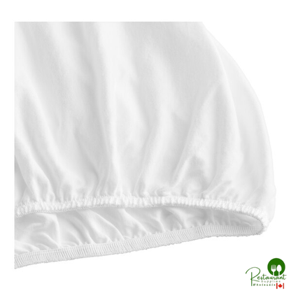 39" x 80" x 12" Twin XL Size White Knitted Cotton / Polyester Fitted Sheet - 12/Pack