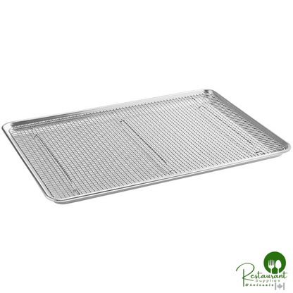 Full Size 18 Gauge 18" x 26" Wire in Rim Aluminum Sheet Pan with Stainless Steel Footed Cooling Rack By Prime