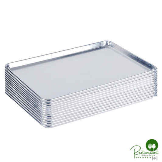 Full Size 19 Gauge 18" x 26" Wire in Rim Aluminum Bun Pans / Sheet Pans By Prime - 12/Case