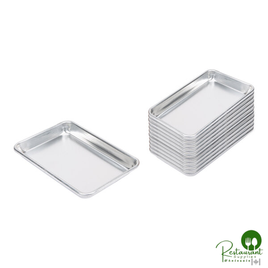 Eighth Size 6 1/2" x 9 1/2" 19 Gauge Wire in Rim Aluminum Bun Pan / Sheet Pan By Prime - 12/Case