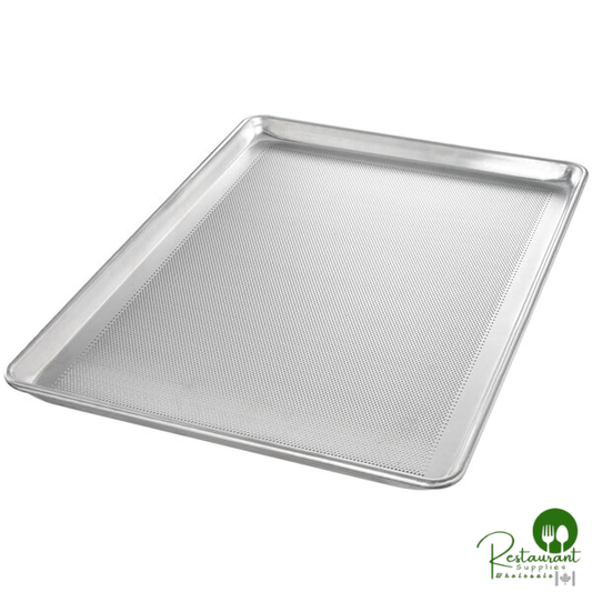Chicago Metallic 44891 StayFlat Full Size 18 Gauge 17 7/8" x 25 13/16" Wire in Rim Perforated Aluminum Sheet Pan