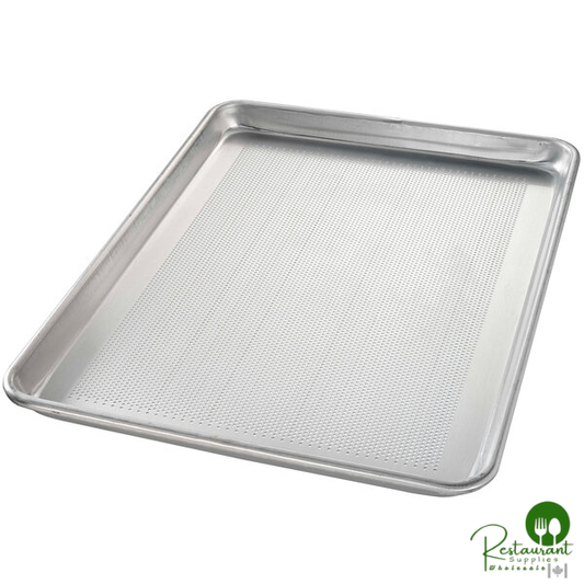 Chicago Metallic 40857 Half Size 18 Gauge 12 7/8" x 17 13/16" Wire in Rim Aluminum Perforated Sheet Pan