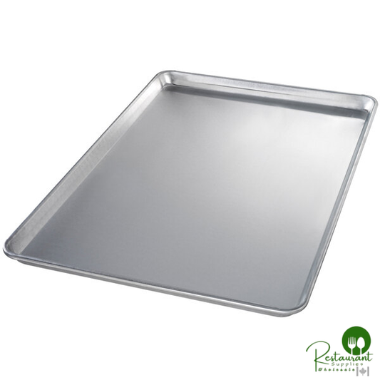 Chicago Metallic 40605 Full Size 12 Gauge Glazed 17 13/16" x 25 13/16" Open Bead/ Semi-Curled Rim Aluminum Sheet / Bun Pan