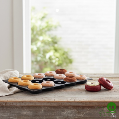 Silikomart SQ059 24-Compartment Donuts Silicone Baking Mold - 3 5/16" x 3 5/16" x 1 1/8" Cavities