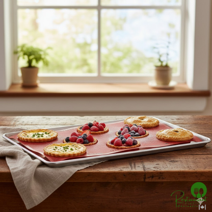 Pavoni Formasil 8 Compartment Round Micro-Perforated Silicone Bread and Pastry Mold FF10 - 4 3/4" x 1 3/16" Cavities