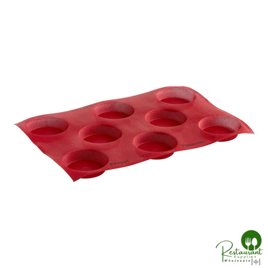 Pavoni Formasil 8 Compartment Round Micro-Perforated Silicone Bread and Pastry Mold FF10 - 4 3/4" x 1 3/16" Cavities