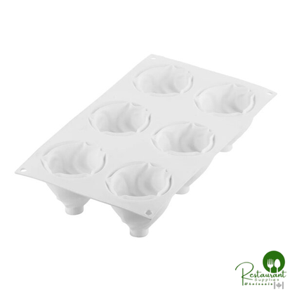 Silikomart Curve Chantilly 6 Compartment White Silicone Baking Mold - 2 7/8" x 2 9/16" Cavities CURVE CHANTILLY 120