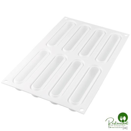 Silikomart FINGERS 75 8 Compartment Silicone Baking Mold with Border, Plastic Cutter, and 10 Mini Trays - 5 1/8" x 1" x 1" Cavities