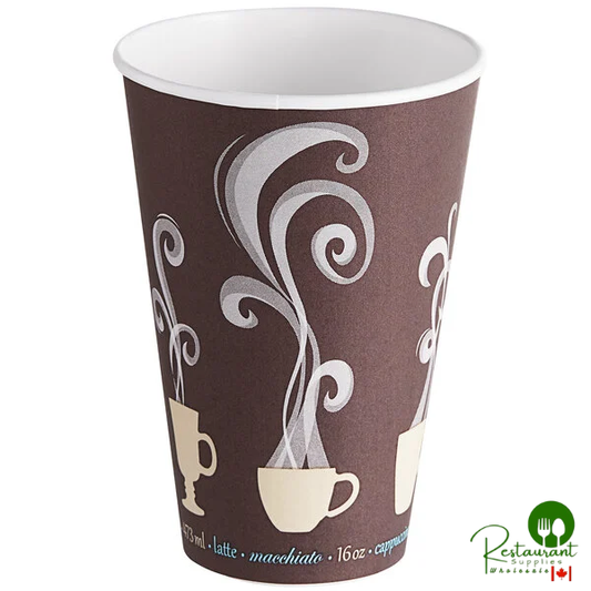 Dart DWTG16ST ThermoGuard 16 oz. Double Wall Insulated Steam Print Paper Hot Cup - 600/Case