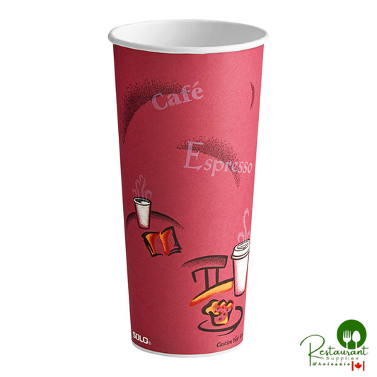 Solo 424SIN-0041 24 oz. Bistro Single Sided Poly Paper Hot Cup - 500/Case