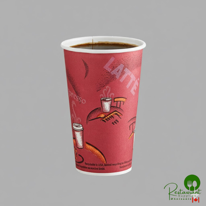 Solo 316SI-0041 Bistro Print 16 oz. Poly Paper Hot Cup - 1,000/Case