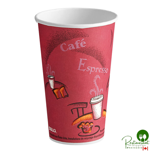 Solo 316SI-0041 Bistro Print 16 oz. Poly Paper Hot Cup - 1,000/Case