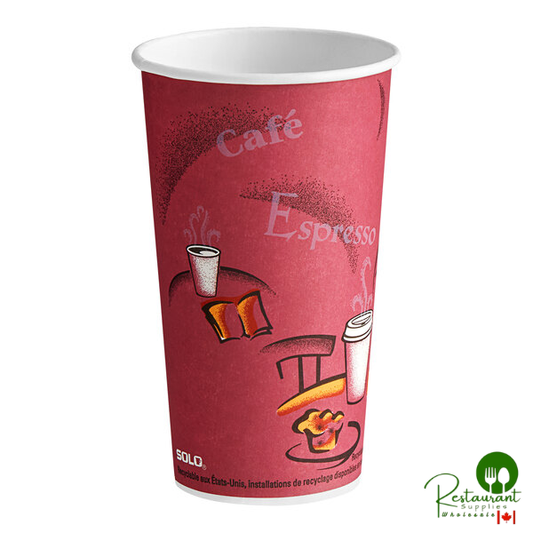 Solo 420SI-0041 Bistro Print 20 oz. Poly Paper Hot Cup - 600/Case