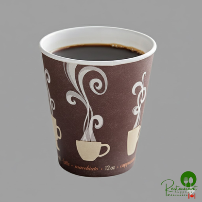 Dart DWTG12ST ThermoGuard 12 oz. Double Wall Insulated Steam Print Paper Hot Cup - 600/Case